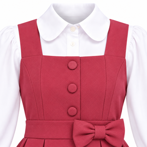 Uniforme Escolar Rosa para Niñas, Blusa Blanca de Manga Larga con Lazo y Cinturón, Falda Plisada con Botones al Frente, Conjunto Escolar para Estudiantes - Product Image 2