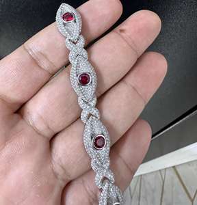 Pulsera de eslabones cubanos con cuentas de moissanita helada, plata de ley 925 chapada en oro, joyería de moda para mujer, estilo romántico hip hop - Product Image 5