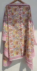 Hand Block Print Cotton Sarong Pareo Beach Wrap for Women Lightweight Boho Bikini <b>Cover</b> <b>Up</b> Soft Skin Friendly Scarf Swimwear - Product Image 3