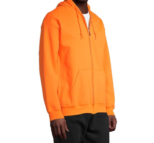 Sudadera con capucha y cremallera para hombre, color naranja, estilo casual, tejido French Terry, color sólido, para otoño, color personalizado. - Product Image 2