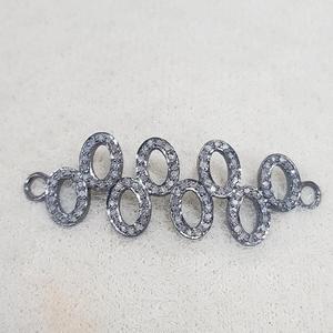Multi Oval Link Connector Pave Diamond 925 Silver Plated for <b>Bracelet</b> Making 50x17MM Size - Product Image 5