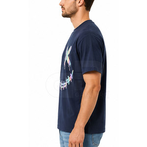 Camiseta Urbana con Estampado Reflectante para Hombre, Camiseta Oversize de Algodón Estilo Streetwear, Tela Suave con Diseño Gráfico para un Estilo Casual Diario - Product Image 5