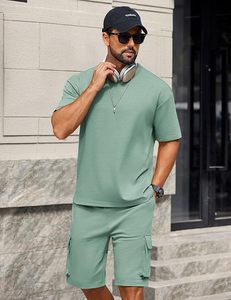 Conjunto de Camisa y Pantalones Cortos para Hombre, 2 Piezas, Trajes Deportivos de Verano a la Moda, Camisetas Extra Grandes de Algodón, Pantalones Cortos Cargo - Product Image 4