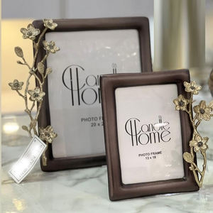 Marco de fotos de diseño de ramas de flores doradas creativas de calidad Superior estilo europeo moderno de lujo forma Rectangular de alta calidad - Product Image 1