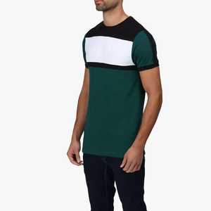 Camiseta de Punto para Hombre, Cuello Redondo, Manga Corta, Corte Regular, Diseño Color Block Verde, Negro y Blanco - Product Image 2