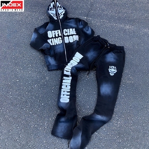 Hoodie brodé USA Distress à prix abordable, Hoodie streetwear personnalisé avec logo, Fournisseur de hoodies tendance - Product Image 1