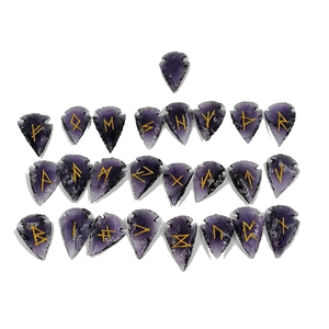High quality iolite stone arrowhead rune <b>set</b> <b>Crystal</b> Rune Wicca Energy natural stone for Divination and Intuition Meditation - Product Image 1