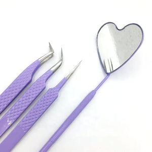 Pinzas para Pestañas DANTRIC IMPLANTS de Acero Inoxidable Morado con Punta Lisa, Mango en Forma de Corazón, Herramientas de Precisión para Aplicación de Cejas - Product Image 2