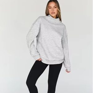 Sudadera Oversize de Cuello Redondo 100% Algodón de Corte Holgado para Mujer, Estilo Urbano, Tejido Transpirable, con Parche de Chenilla - Product Image 5