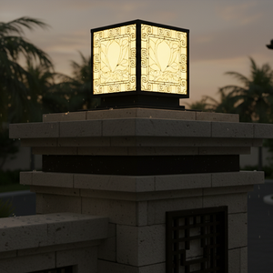 Lámpara de Jardín LED Geométrica, Lámpara de Poste Exterior de Acero con Recubrimiento de Polvo Negro de 12 Pulgadas, Iluminación Cálida para Jardín, para Villa, 220V - Product Image 4