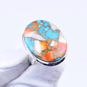 Oyster Turquoise Gemstone <b>Ring</b> Sterling Silver Boho Handmade Jewelry Statement Gift For Women Men - Product Image 1