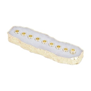 Portavelas de Travertino, Soporte de Piedra para Velas Dobles, Estilo Minimalista Rústico Moderno, Centro de Mesa Decorativo Elegante para Sala de Estar - Product Image 1