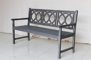 Kecapi Outdoor <b>Bench</b> Solid Teak <b>Wood</b> Grey Finish 2-Seater Traditional Design No Assembly Required for Dining Model NAT151 - Product Image 1