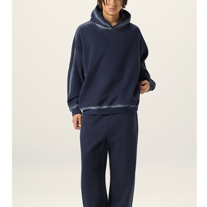 Wholesale Custom 500 GSM Heavyweight 100% Cotton Fleece Men's Oversized <b>Hoodie</b> <b>Plain</b> Pullover Front Logo Print - Product Image 4