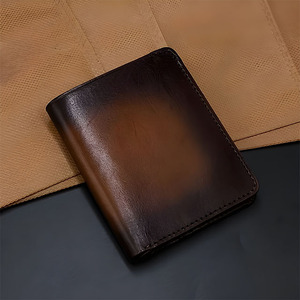 <b>Wallet</b> <b>For</b> <b>Men</b> Premium Luxury High Quality Shaded Sunburst Brown Leather Card Slot Mesh Window Open Pocket Burnished Smooth Case - Product Image 5