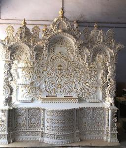 Templo Indio Blanco de Triple Cúpula con Tallados Elaborados, Templos Personalizados Hechos a Mano con Almacenamiento, Unidades de Puja con Tallados Intrincados, Canadá - Product Image 3