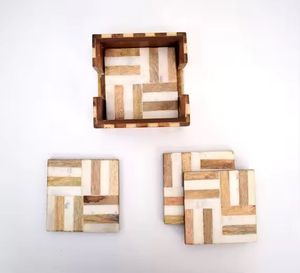 American Style Acacia Wood And Resin <b>Coaster</b> Mats Home Tea Coffee Drink Cup <b>Coaster</b> <b>Sets</b> Kitchen Use Top Sale - Product Image 3