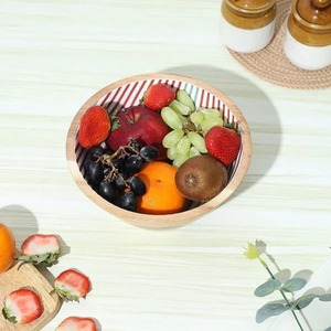 Tazón de Madera Natural Hecho a Mano con Interior Rayado, Ecológico y Duradero, Diseño Contemporáneo para Servir Fruta, Decoración del Hogar - Product Image 1