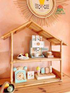 Rattan Doll House Toy <b>Set</b> With Coffee Maker And Ice Cream Accessories For Kids 2-4 Years Unisex Play Furniture - Product Image 5