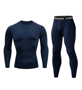 Customized Size <b>Men's</b> Solid Color Gym Yoga <b>Compression</b> Suit 2-Piece Set Spandex/Nylon Four-Way Stretch Quick Dry Breathable - Product Image 3