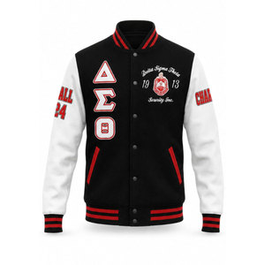 Veste universitaire Delta Sigma Theta, manches rouge et blanc, lettres grecques brodées, impression 1913 au dos, veste de sport pour homme - Product Image 5