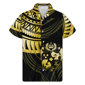 Men's Short Sleeve Hawaiian <b>Shirt</b> Tonga Coat Arms Breathable Cotton Turn-down Collar Covered <b>Button</b> Poplin Vacation <b>Shirt</b> Summer - Product Image 3