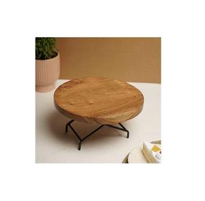 Eco-friendly Wooden Cake Stand Made Sustainable Natural Wood Handcrafted Detailing Stylish Dessert - Product Image 1