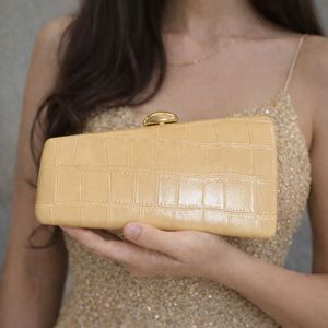 Custom Solid Colors Women's Party Bags Gold Metal Lock Chain Handbags Design Luxury Evening Long Purses Crocodile Pattern Bags - Product Image 2