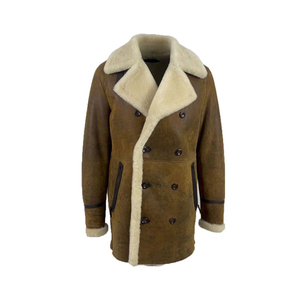 <b>Leather</b> Shearling Long Coat from the <b>Leather</b> <b>Jacket</b> Best Selling Men Shearling <b>Leather</b> Long Coat High Quality Men's Camel Brown - Product Image 1