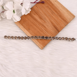 Luxury Natural Smoky Quartz 925 Sterling Silver Tennis <b>Bracelet</b> Jewelry for Unisex - Product Image 2