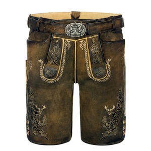 Auténticos Lederhosen Bávaros para Hombre, Pantalones Cortos Tradicionales de Cuero de Cabra Marrón con Diseño Bordado Personalizado, Atuendo para el Oktoberfest - Product Image 6