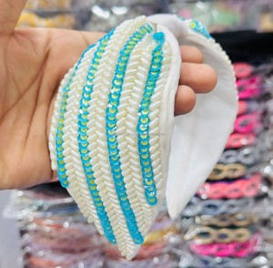 Serre-tête noué lumineux en tissu trempé avec perles Rhino, accessoires pour cheveux, style américain et européen, nouvelle mode 2025, emballage personnalisé - Product Image 1