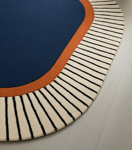 Tapis en laine tuftés à la main, motif floral bleu moderne, taille et couleur personnalisables pour la maison, le bureau ou le salon. - Product Image 2