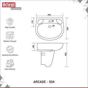 Trusted Dealer Selling Good Quality Made in India Home Hotel Usage Durable White Color Wash Hand <b>Basin</b> With Half Pedestal - Product Image 3