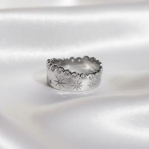 Bague de mariage tendance en argent sterling 925 avec zircons cubiques sertis clos, motif bulles et étoiles, cadeau de fiançailles pour femme - Product Image 4