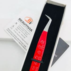 Pinzas de extensión de pestañas de volumen de bota de acero inoxidable de grado quirúrgico profesional 65 grados punta puntiaguda de bota delgada 12cm - Product Image 6