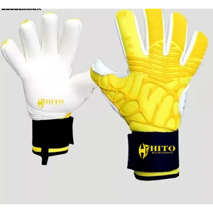 Guantes de Portero de la Mejor Calidad, Ropa Deportiva, Fabricación Profesional, Blancos y Amarillos, Corte Medio - Product Image 1