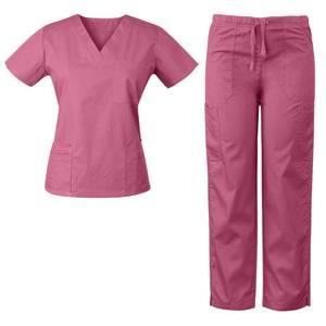 Bulk Hospital <b>Scrubs</b> Uniforms Medical Nursing Workwear <b>Scrub</b> <b>Set</b> Breathable Cotton Blend V Neck Top Pant Supplier - Product Image 6