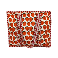Grand sac fourre-tout fraise à imprimé bloc ludique-Rouge et blanc durable