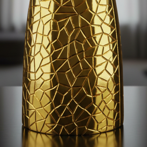 Florero de Metal Dorado con Mosaico Geométrico de Lujo, Elegante Centro de Mesa Hecho a Mano para Decoración Moderna del Hogar, Unidad Individual - Product Image 5