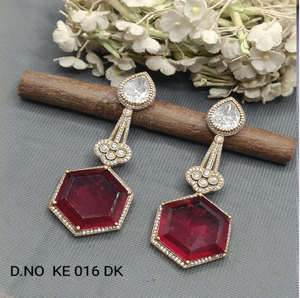 Boucles d'oreilles tendance en moissanite Mehandi, SKU KE 016 DK C9 - Product Image 3