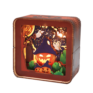 Adults' 3D Wooden Puzzles Halloween Night Lights <b>Model</b> <b>Kit</b> Desk Decorations and Birthday Gifts for Women - Product Image 1