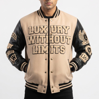 Blouson bomber classique d'hiver pour homme avec broderies chenille personnalisées, 100% laine, coupe-vent
