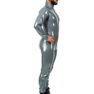 Traje de látex gris Zentai, traje ajustado de cuerpo entero, disfraz de manga larga para hombres adultos - Product Image 2