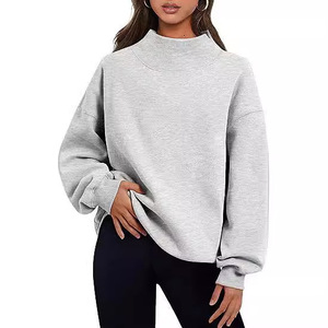 Custom Logo Sequined Crystal Crew Neck Sweatshirt 2025 Fall Winter Solid Loose Front Design for Women - Product Image 4