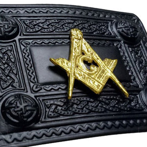 Hebilla de cinturón escocesa estilo antiguo con diseño celta/masonería en negro azabache, calidad premium, para vestimenta Highland, venta al por mayor personalizada - Product Image 6