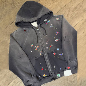 Conjunto de Sudadera y Pantalones Deportivos Personalizados de Fabricante, Estilo Urbano, Felpa Francesa, Lavado Ácido Vintage, Cierre de Cremallera, Desgastado, Alta Calidad - Product Image 2