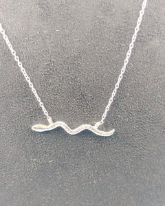 Collar de Plata de Ley 925 con Colgante de Ola y Cuentas, Estilo Bling para Mujer, Joyería para Amantes del Océano, Collar Delicado - Product Image 1