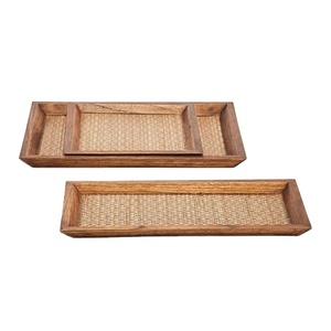 Bandeja de madera de acacia, bandeja decorativa para servir para sala de estar, dormitorio y cocina, para el hogar Decoración elegante, plato de madera - Product Image 1