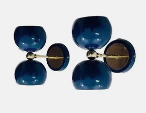 Modern Blue LED Metal <b>Wall</b> Lamp <b>Sconce</b> with Digital Printing Double Globe Bedside <b>Light</b> for Bedroom and Living Room - Product Image 3